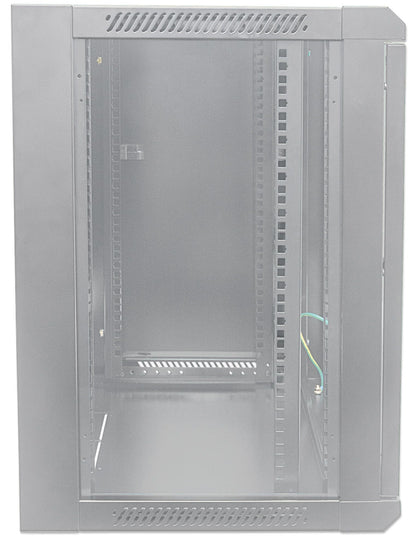 Intellinet Network Cabinet, Wall Mount (Standard), 9U, Usable Depth 260mm/Width 510mm, Grey, Flatpack, Max 60kg, Metal & Glass Door, Back Panel, Removeable Sides, Suitable also for use on desk or floor, 19", Parts for wall install (eg screws/rawl plugs) n