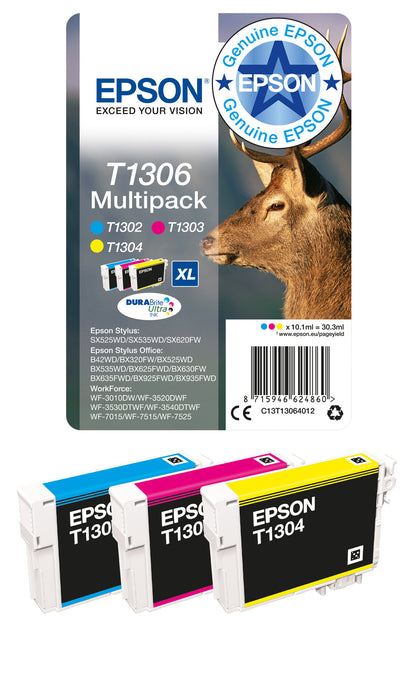 Epson Stag T1306 DURABrite Ultra Multipack 3-colours EasyMail Ink