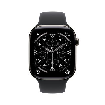 Apple Watch Series 11 GPS + Cellular 42mm Slate Titanium Case with Black Sport Band - M/L