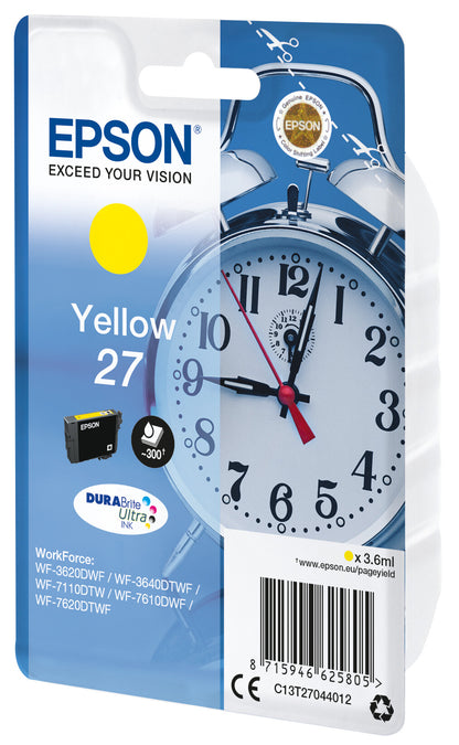 Epson Alarm clock Singlepack Yellow 27 DURABrite Ultra Ink