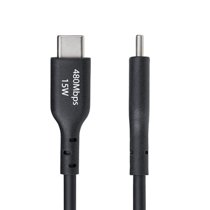 StarTech.com 1ft (30cm) USB-A to USB-C Charging Cable, Charge & Sync, 3A, USB 2.0, TPE Jacket - Black USB Charging Cord