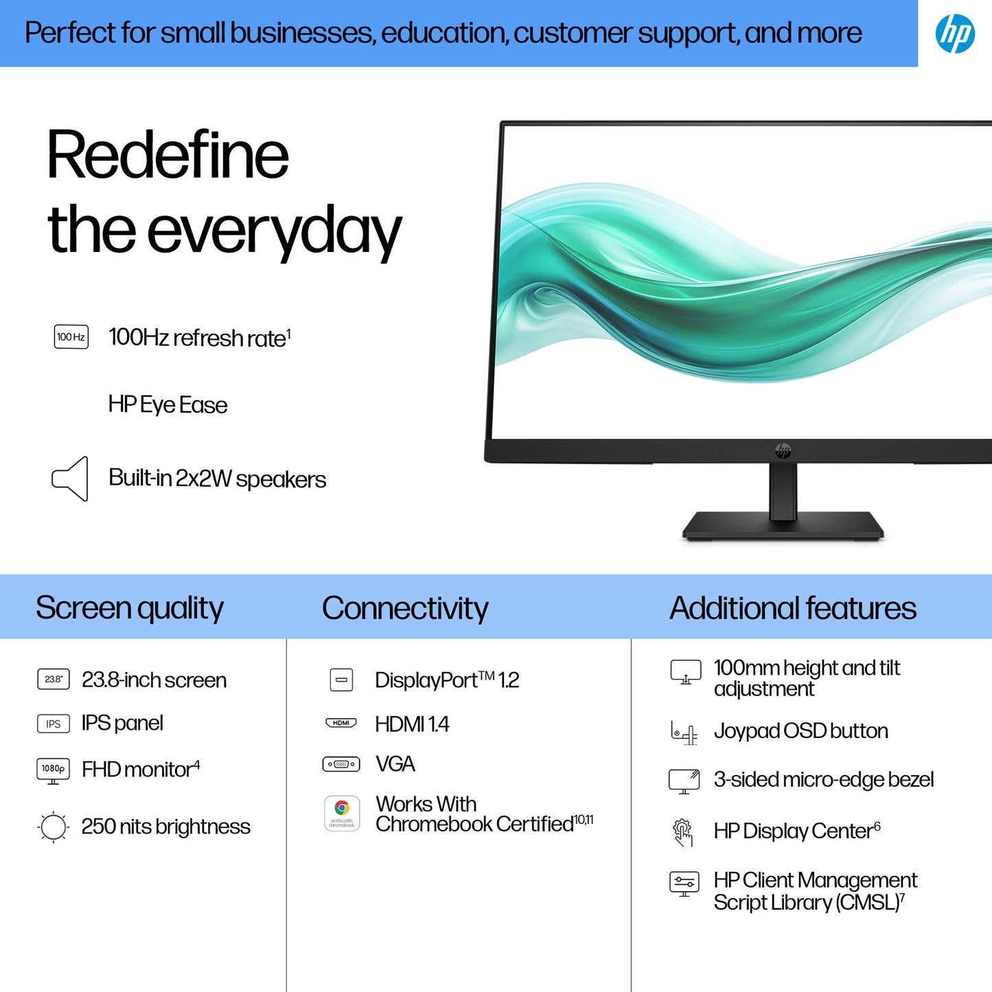 HP Series 3 Pro 23.8 inch FHD Monitor - 324ph