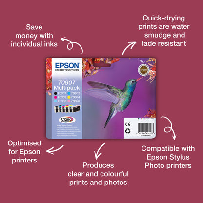 Epson Hummingbird Singlepack Black T0801 Claria Photographic Ink