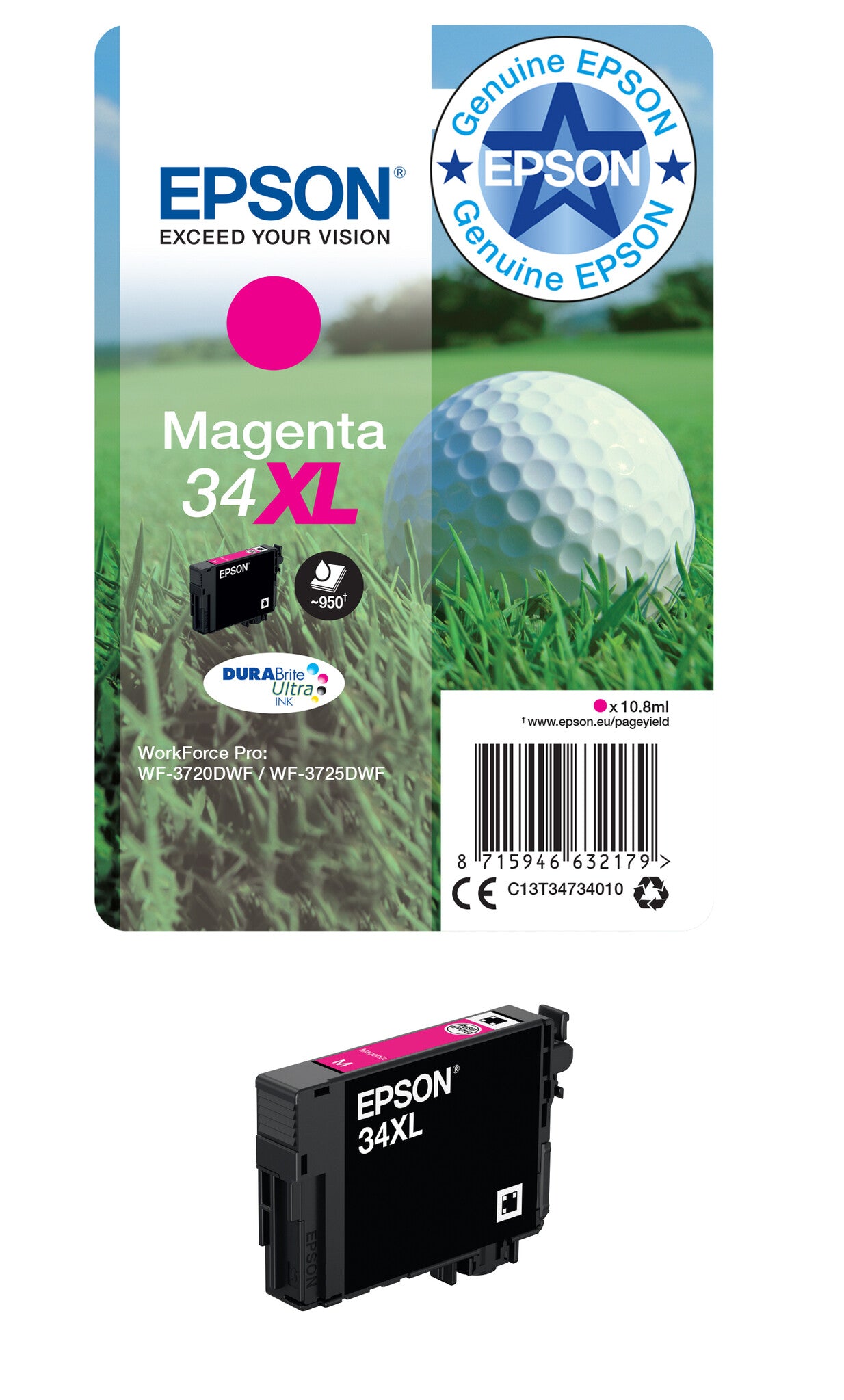 Epson Golf ball 34XL DURABrite Ultra Single Magenta Ink