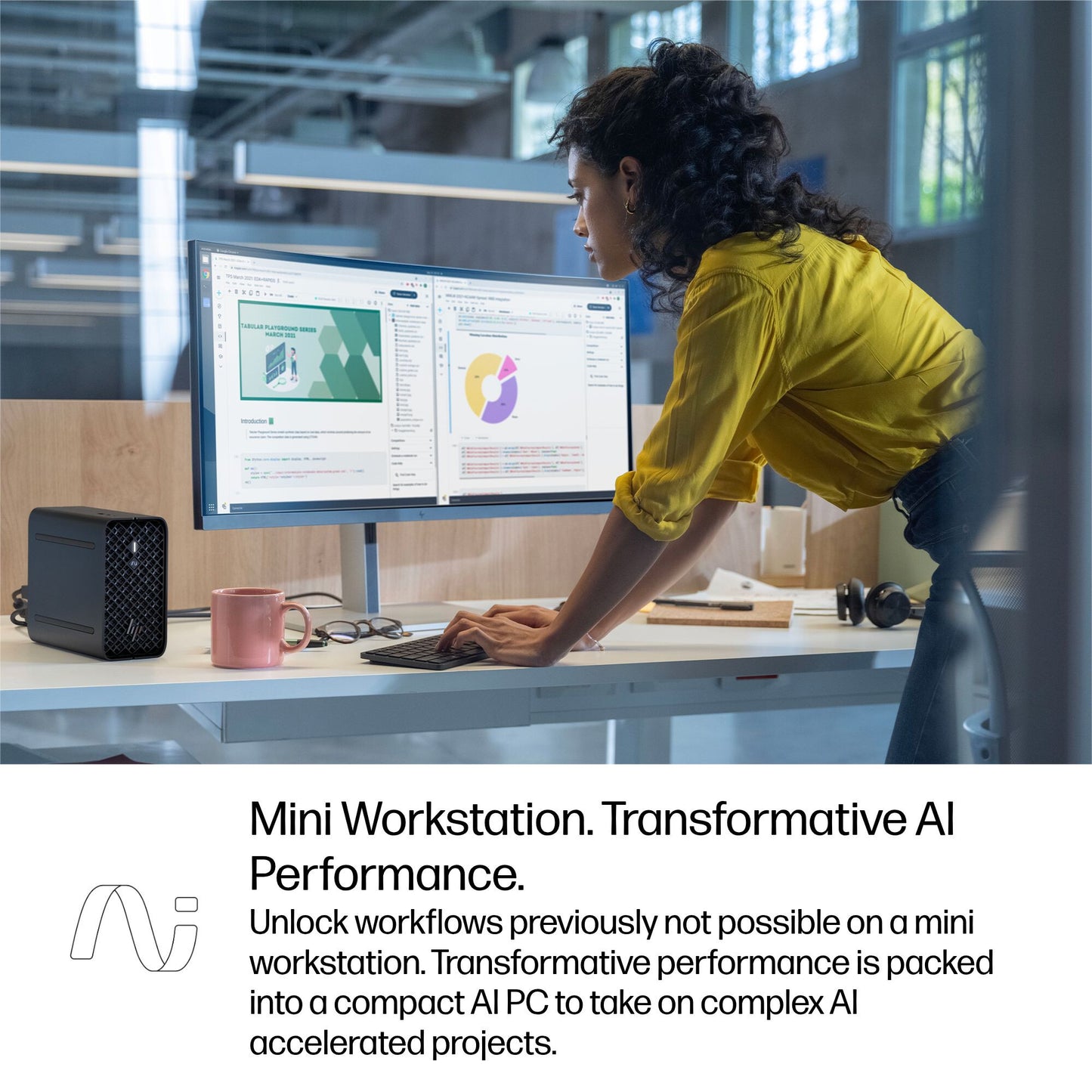 HP Z2 G1a Copilot+ PC AMD Ryzen AI Max+ PRO PRO 395 64 GB LPDDR5x-SDRAM 2 TB SSD Windows 11 Pro Mini PC Workstation AI Workstation, AI PC Black