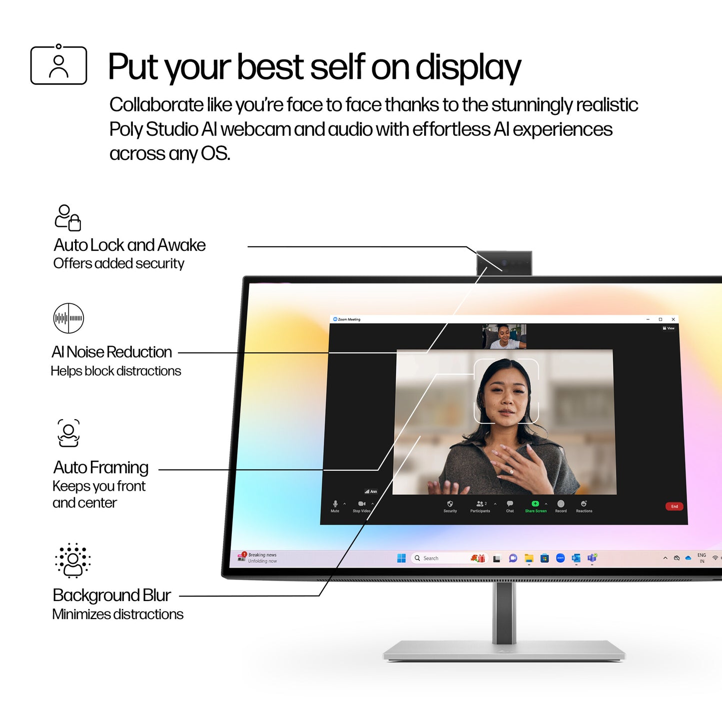 HP Series 7 Pro 27 inch 4K Conferencing Monitor - 727pm