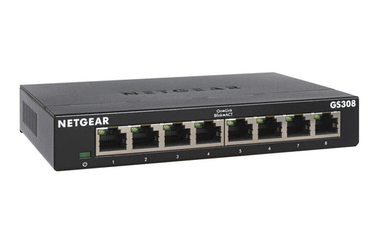 NETGEAR GS308-300PES network switch, Unmanaged, 8-port, black