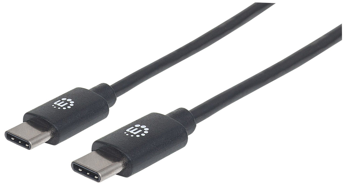 Manhattan USB-C to USB-C Cable, 2m, USB 2.0, 480 Mbps, 3A Fast Charging, Hi-Speed USB, Black, Lifetime Warranty, Equivalent to USB2CC2M