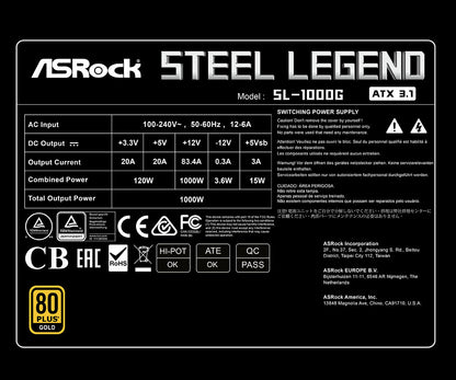 Asrock SL-1000G power supply unit 1000 W 24-pin ATX ATX Black