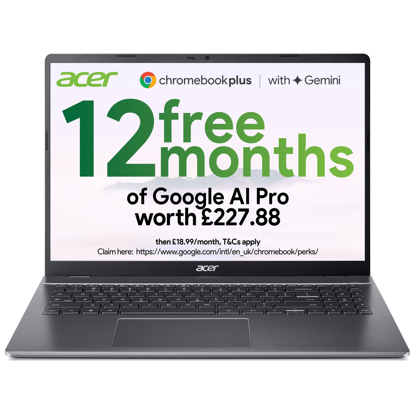 Acer Chromebook Plus 516 CB516-1H - 16", WUXGA (1920x1200), i3-1315U CPU, 8GB, 128GB UFS, ChromeOS
