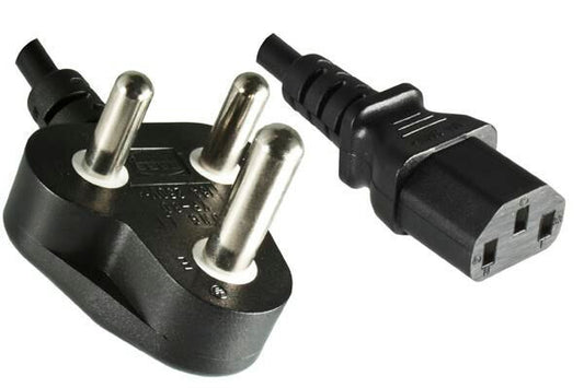Microconnect Power cord South Africa Type B+C - C13, black, Big Plug, H05VV-F 3G 0.75 mm², 10A-250V, 1.8 m 0.5 m C13 coupler