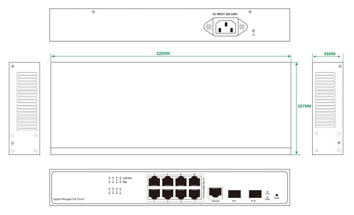Ernitec ELECTRA-M08-1GB-150W network switch Managed L2/L2+ Gigabit Ethernet (10/100/1000) Power over Ethernet (PoE)