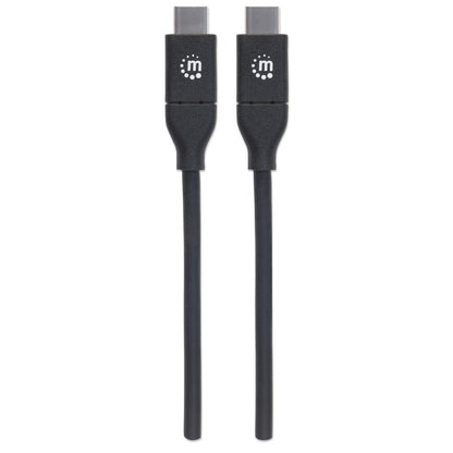 Manhattan USB-C to USB-C Cable, 2m, USB 2.0, 480 Mbps, 5A/100W Super Fast Charging, Hi-Speed USB, Black, Lifetime Warranty, Equivalent to USB2C5C2M