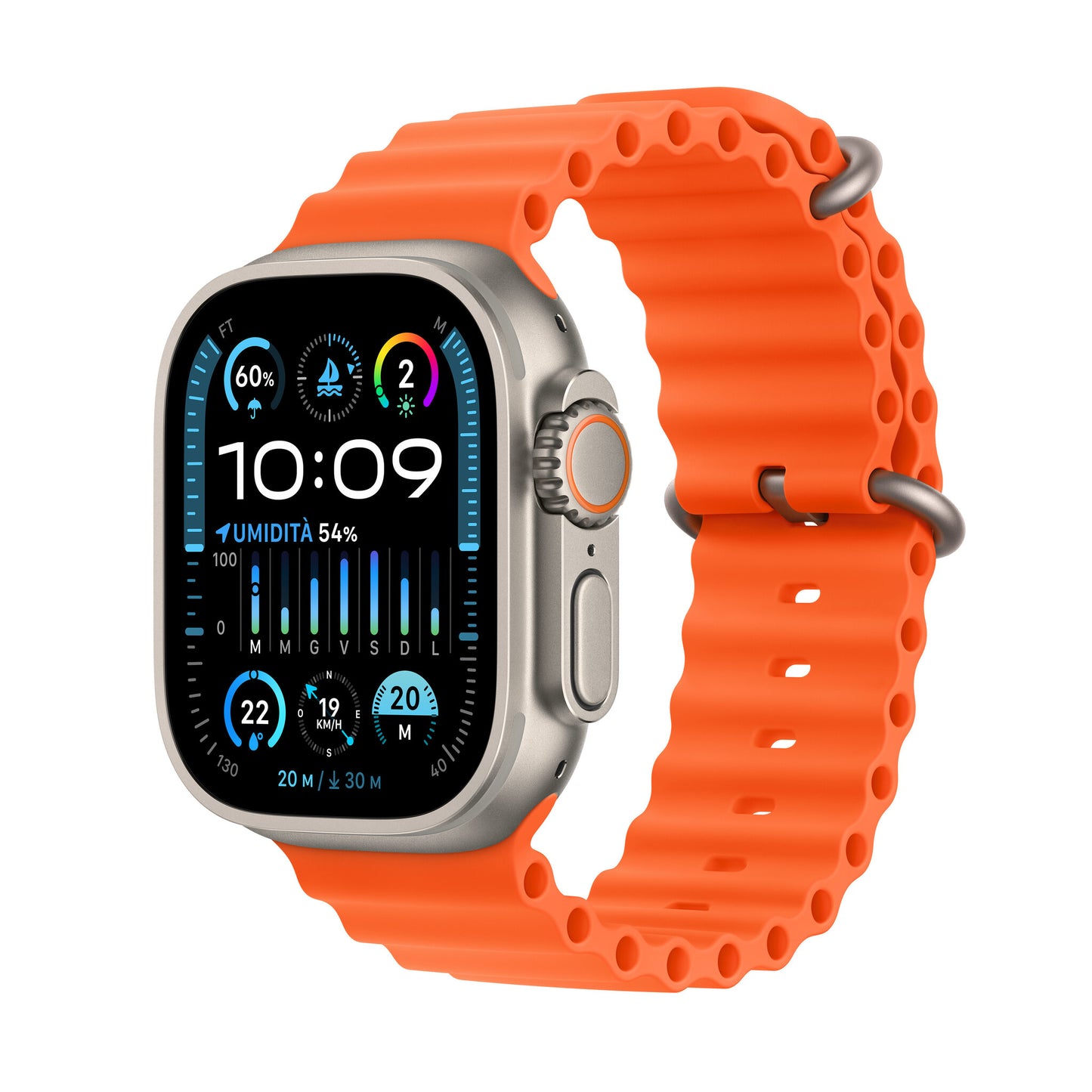 Apple Watch Ultra 2 GPS + Cellular, 49mm Titanium Case w/ Orange Ocean Band