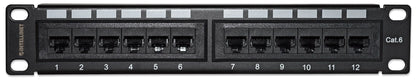 Intellinet Patch Panel, Cat6, 10", UTP, 1U, 12-Port, Black