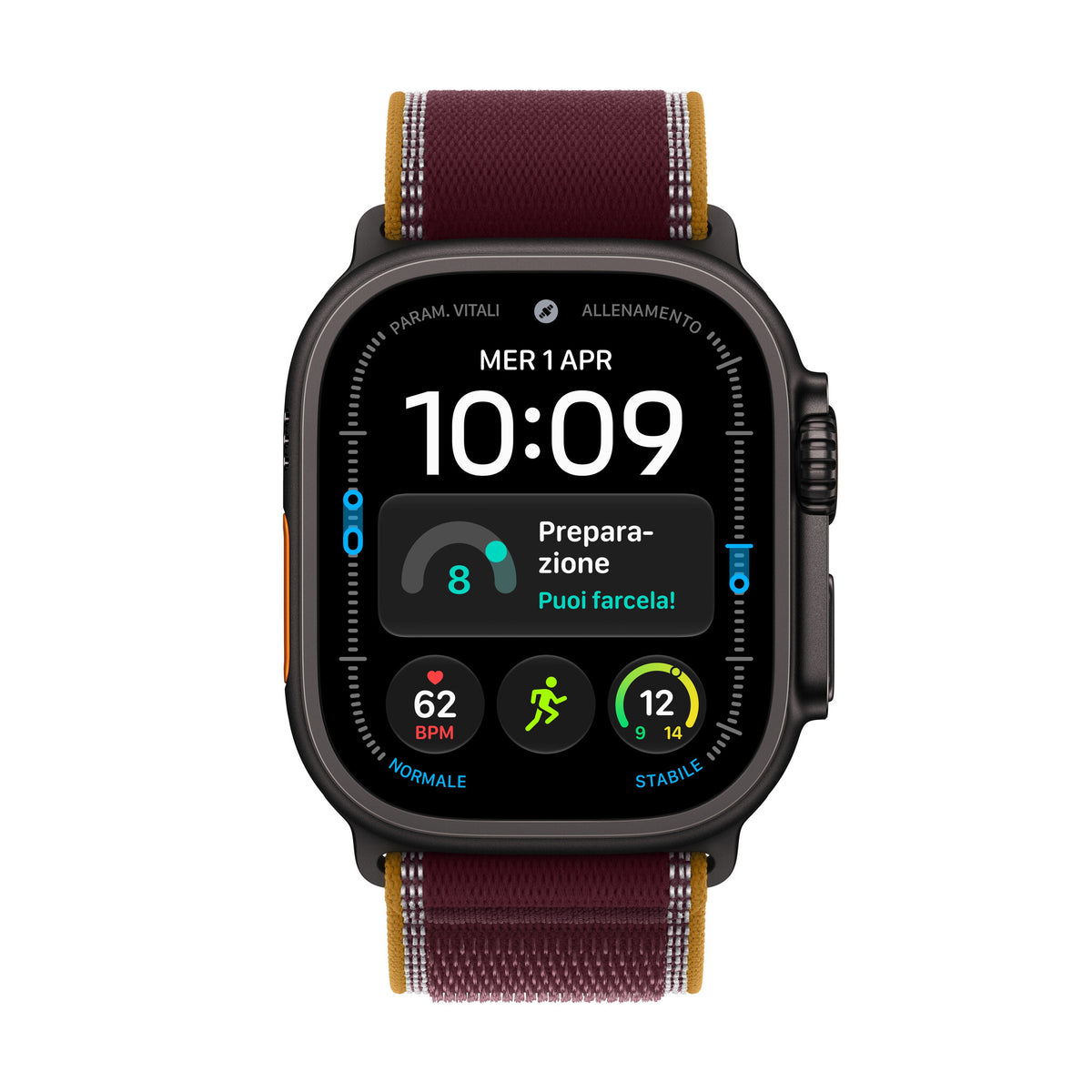 Apple Watch Ultra 4 GPS + Cellular 49mm Black Titanium Case with Burgundy Trail Loop - M/L