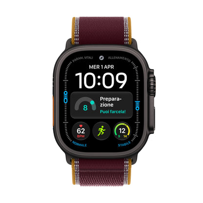 Apple Watch Ultra 4 GPS + Cellular 49mm Black Titanium Case with Burgundy Trail Loop - S/M