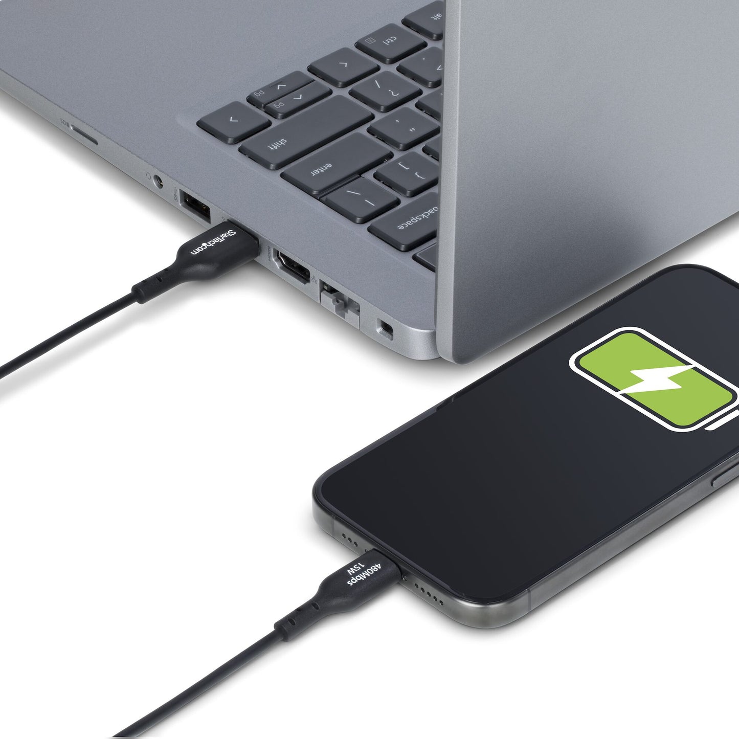 StarTech.com 3m (9.8ft) USB-A to USB-C Charging Cable, Charge & Sync, 3A, USB 2.0, TPE Jacket - Black USB Charging Cord