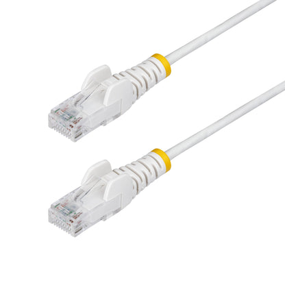 StarTech.com 25cm White Slim CAT6 Ethernet Cable, Snagless, 100W PoE, UTP, LSZH, 28AWG Pure Bare Copper Wire, Slim RJ45 Network Patch Cord w/Strain Reliefs, Individually Tested