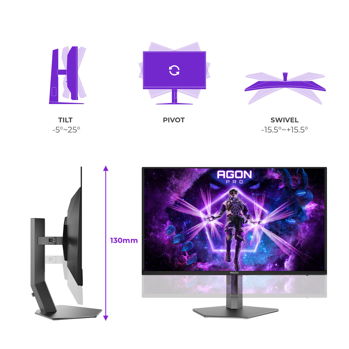 AOC AGON PRO AG326UZD2 computer monitor 80 cm (31.5") 3840 x 2160 pixels 4K Ultra HD OLED Black