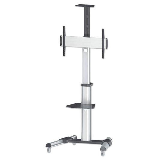 Manhattan TV & Monitor Mount, Trolley Stand, 1 screen, Screen Sizes: 37-65", Silver, VESA 200x200 to 600x400mm, Max 50kg, LFD, Lifetime Warranty