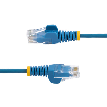 StarTech.com 25cm Blue Slim CAT6 Ethernet Cable, Snagless, 100W PoE, UTP, LSZH, 28AWG Pure Bare Copper Wire, Slim RJ45 Network Patch Cord w/Strain Reliefs, Individually Tested