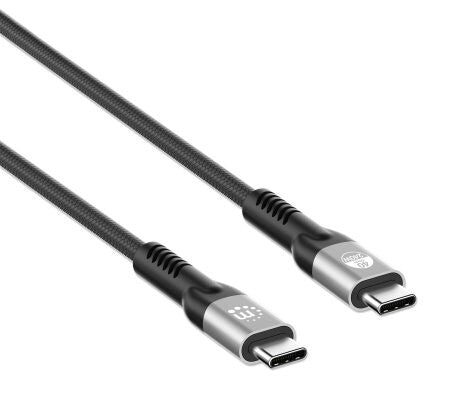 Manhattan Fast USB-C to USB-C USB4 Cable, 1m, Up to 240W Laptop Charging, 40 Gbps High-Speed Data and 8K@60Hz Video, Black, Three Year Warranty, Comparable to 1M-40G-USB4-CABLE (certification differs)