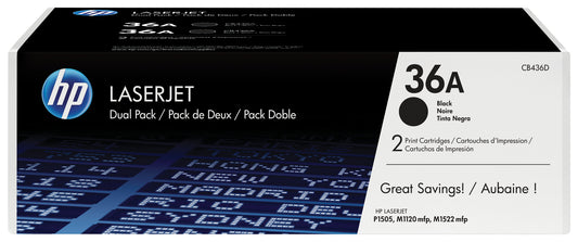 HP 36A black original LaserJet toner cartridges, 2-pack