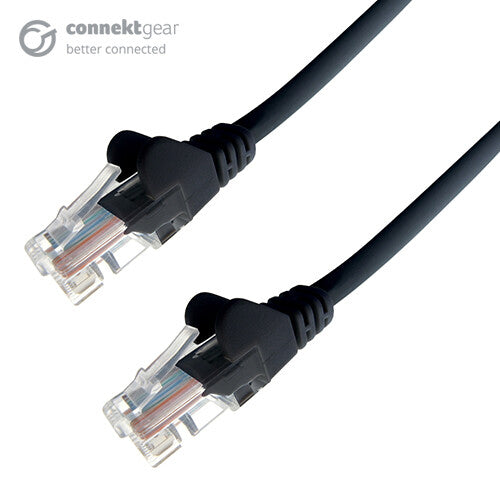 connektgear 15m RJ45 CAT6 UTP Stranded Flush Moulded LS0H Network Cable - 24AWG - Black