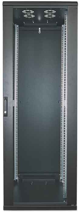 Intellinet 19" Network Cabinet - Free Standing, 22U, 600x800mm (width x depth), Black, Flatpack, Max 1500kg, Multi-Point Door Lock, One Lock Per Side Panel, Usable Depth 123 to 573mm, IP20 rated, Rack, Steel