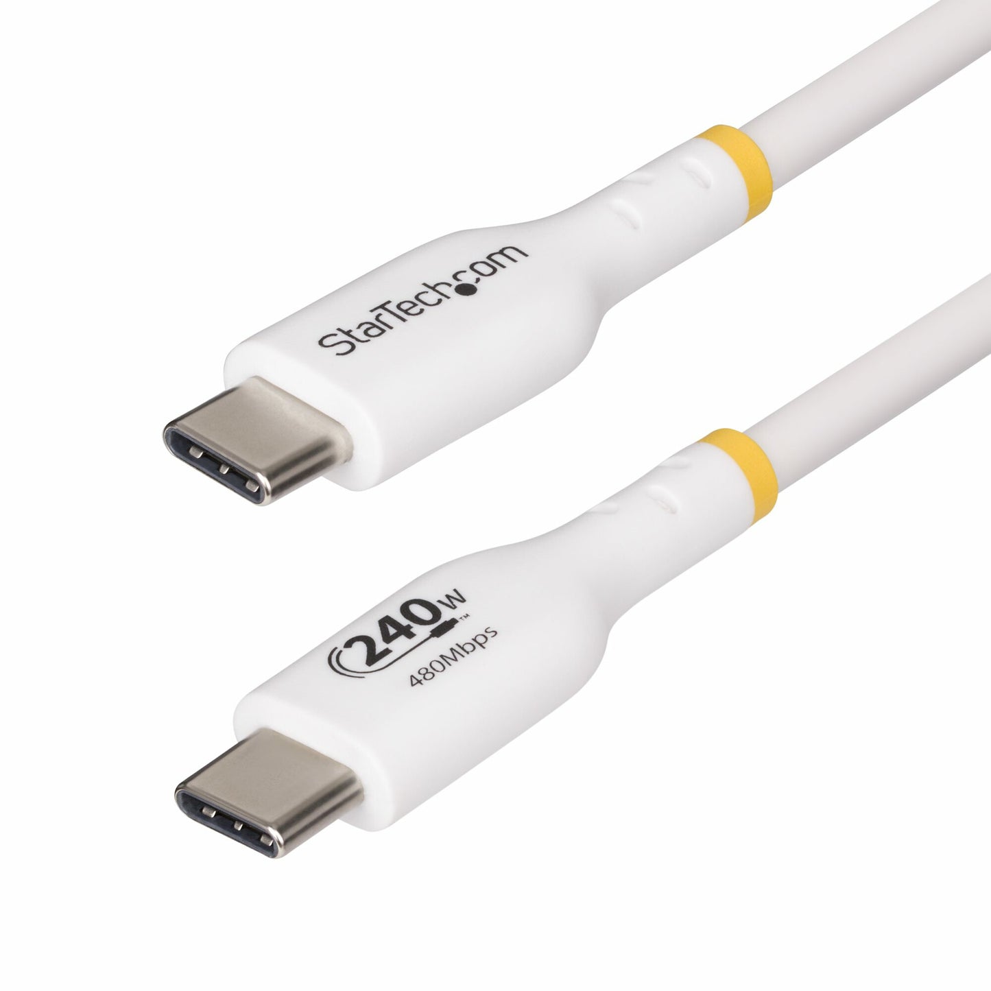 StarTech.com 3.3ft (1m) USB-C Charging Cable, Charge & Sync, 240W (5A) PD EPR, USB 2.0 Laptop Charger Cable, USB-IF Certified, TPE Jacket - White USB C Charging Cord