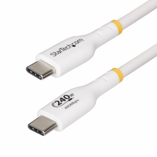 StarTech.com 3.3ft (1m) USB-C Charging Cable, Charge & Sync, 240W (5A) PD EPR, USB 2.0 Laptop Charger Cable, USB-IF Certified, TPE Jacket - White USB C Charging Cord