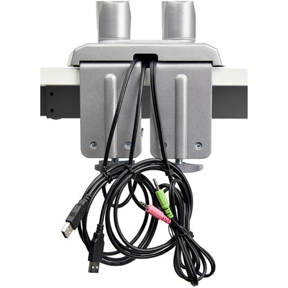 StarTech.com Desk Mount Dual Monitor Arm with USB & Audio, Desk Clamp VESA Mount for up to 32" (17.6lb/8kg) Displays, Ergonomic Full Motion Dual Monitor Arm - Silver