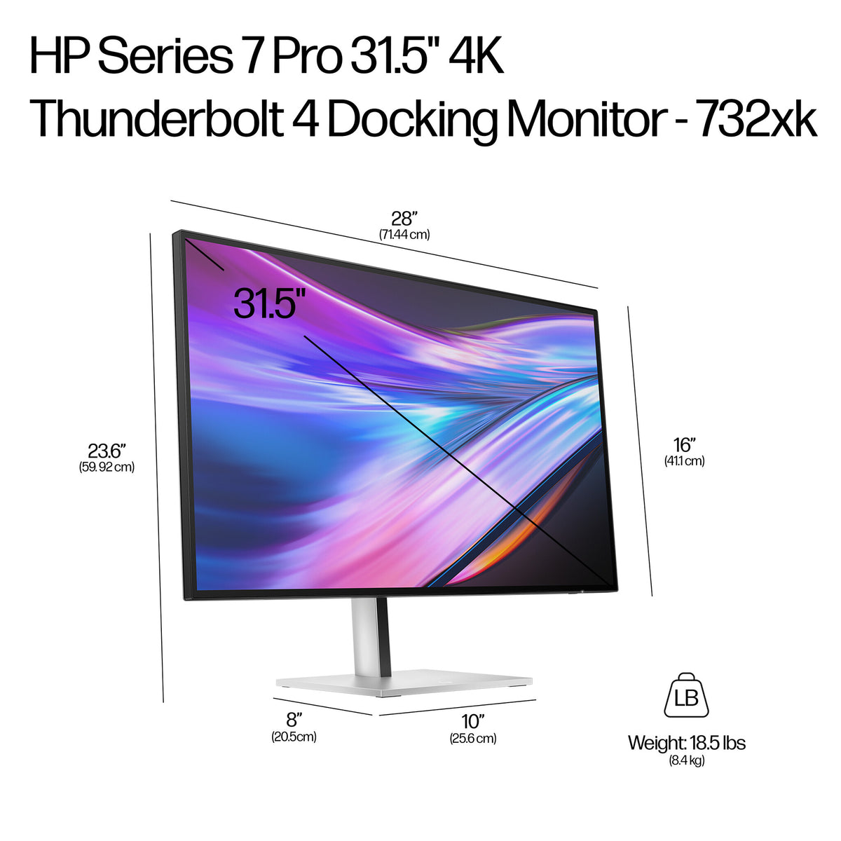 HP Series 7 Pro 31.5 inch 4K Thunderbolt 4 Docking Monitor - 732xk