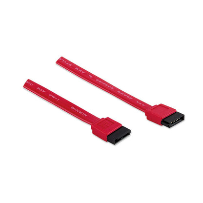 Manhattan SATA Data Cable, 7-Pin Male to Male, 50cm, Up to 6 Gbps, Red, Lifetime Warranty
