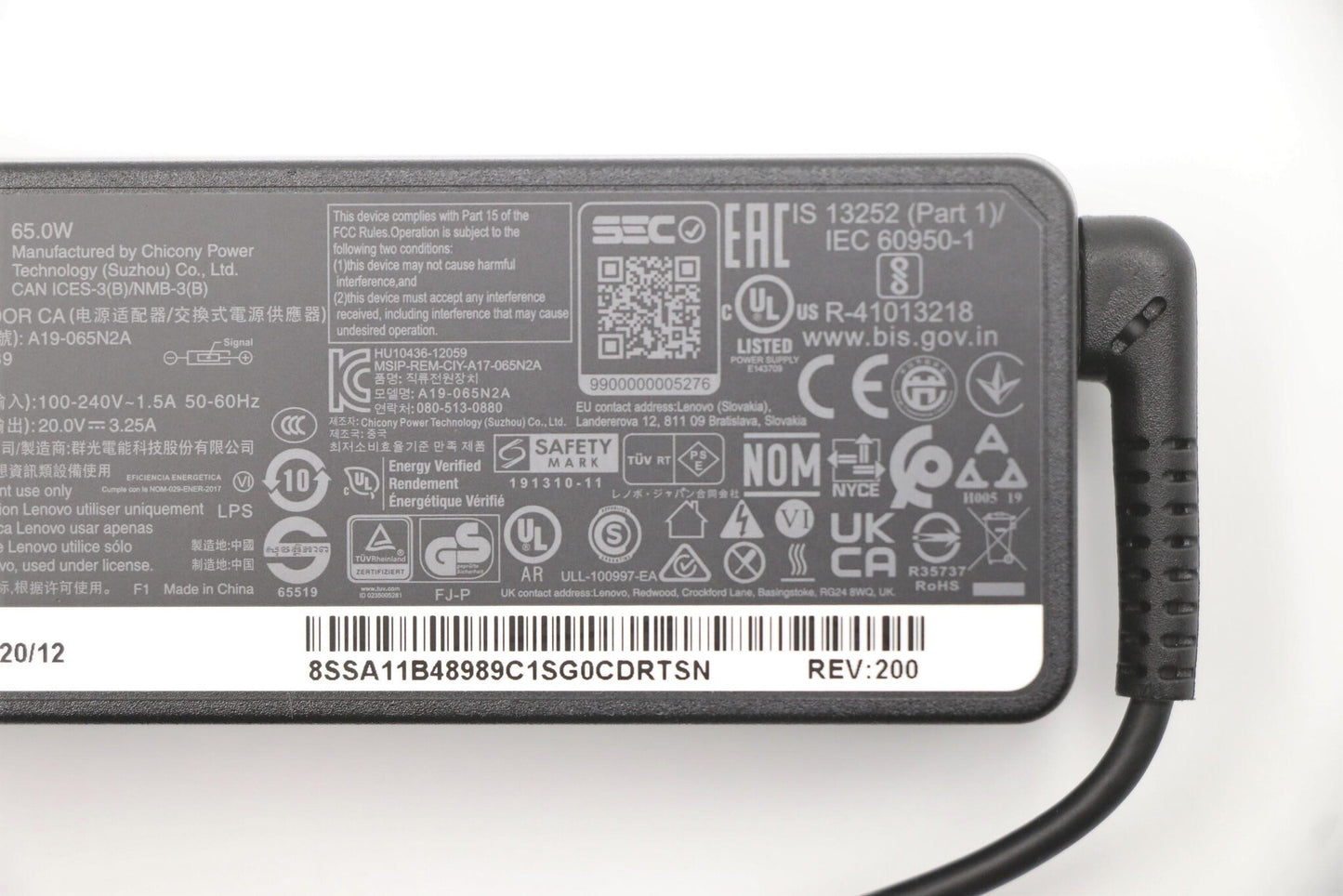 Lenovo 5A10V03250 power adapter/inverter Indoor 65 W Black