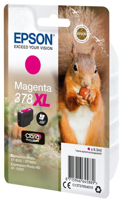 Epson Squirrel Singlepack Magenta 378XL Claria Photo HD Ink