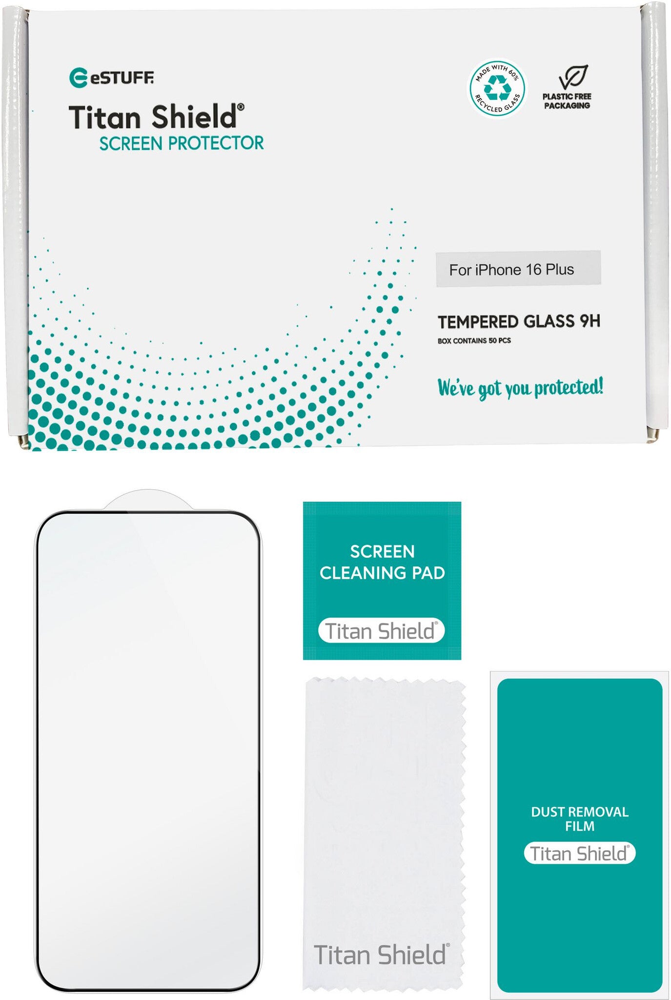 eSTUFF ES501425-50BULK mobile phone screen/back protector Clear screen protector Apple 50 pc(s)