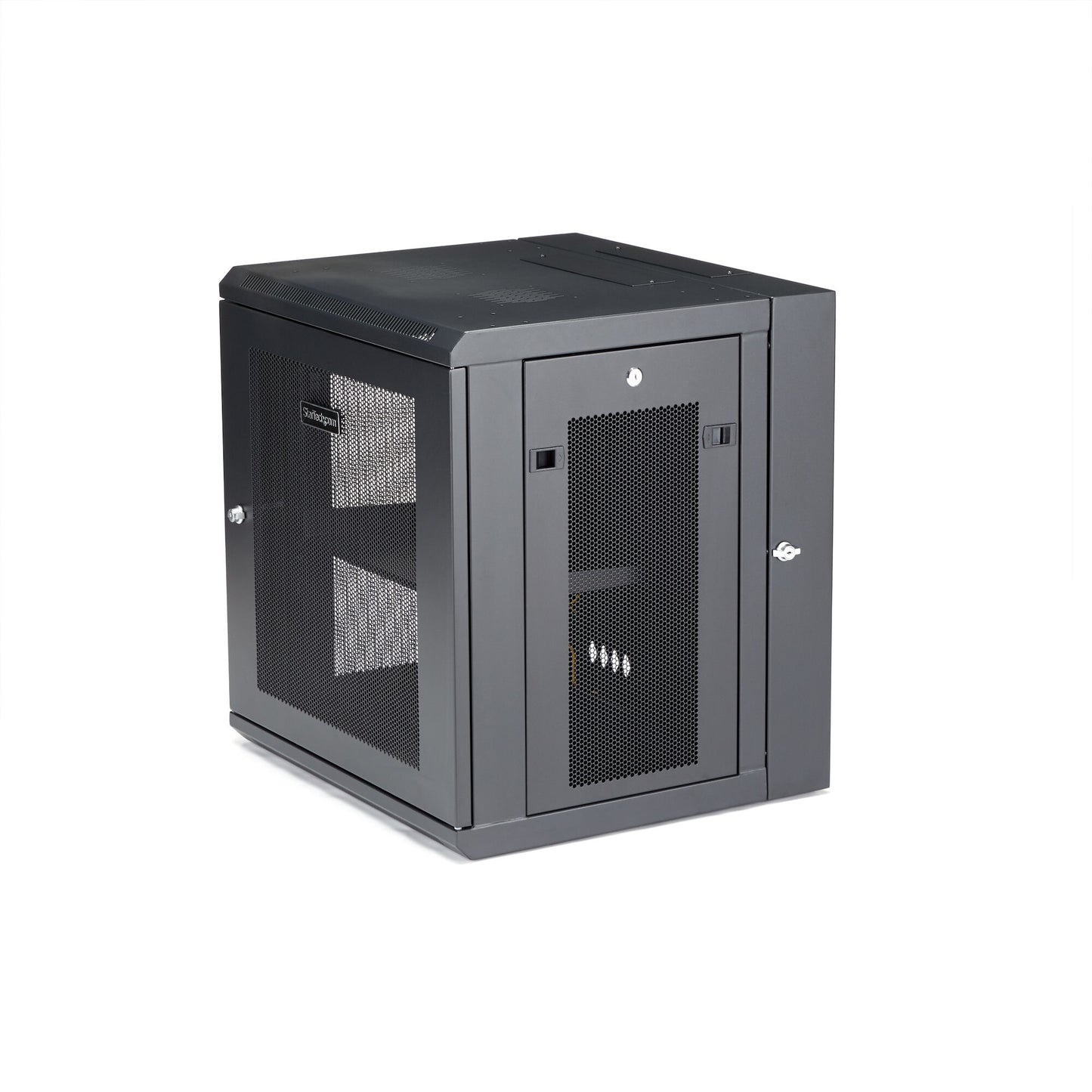 StarTech.com 4-Post 12U Wall Mount Network Cabinet with 1U Shelf, 19" Hinged Wall-Mounted Server Rack for Data / AV / Electronics / Computer Equipment, Flexible Vented Rack Enclosure