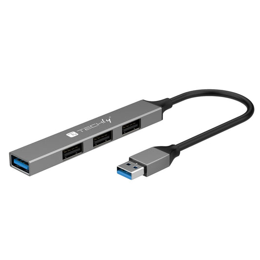 Techly IUSB32-HUB4A-3U2SLS laptop dock/port replicator Wired USB 3.2 Gen 1 (3.1 Gen 1) Type-A Grey