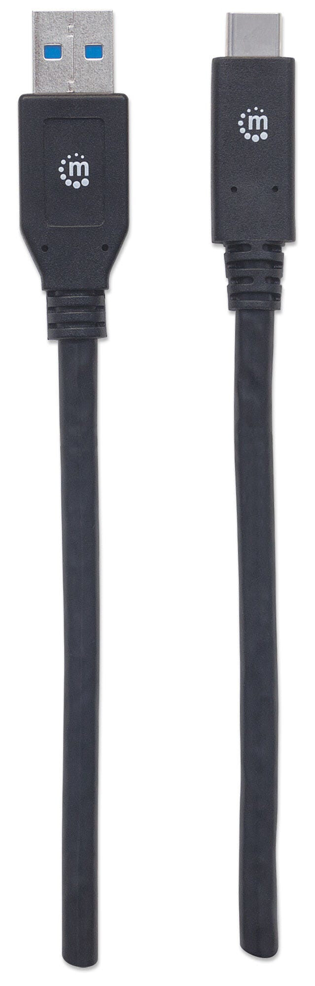 Manhattan USB-C to USB-A Cable, 3m, USB 3.0 (aka USB 3.2 Gen 1), 5 Gbps, 3A Fast Charging, SuperSpeed USB, Black, Lifetime Warranty