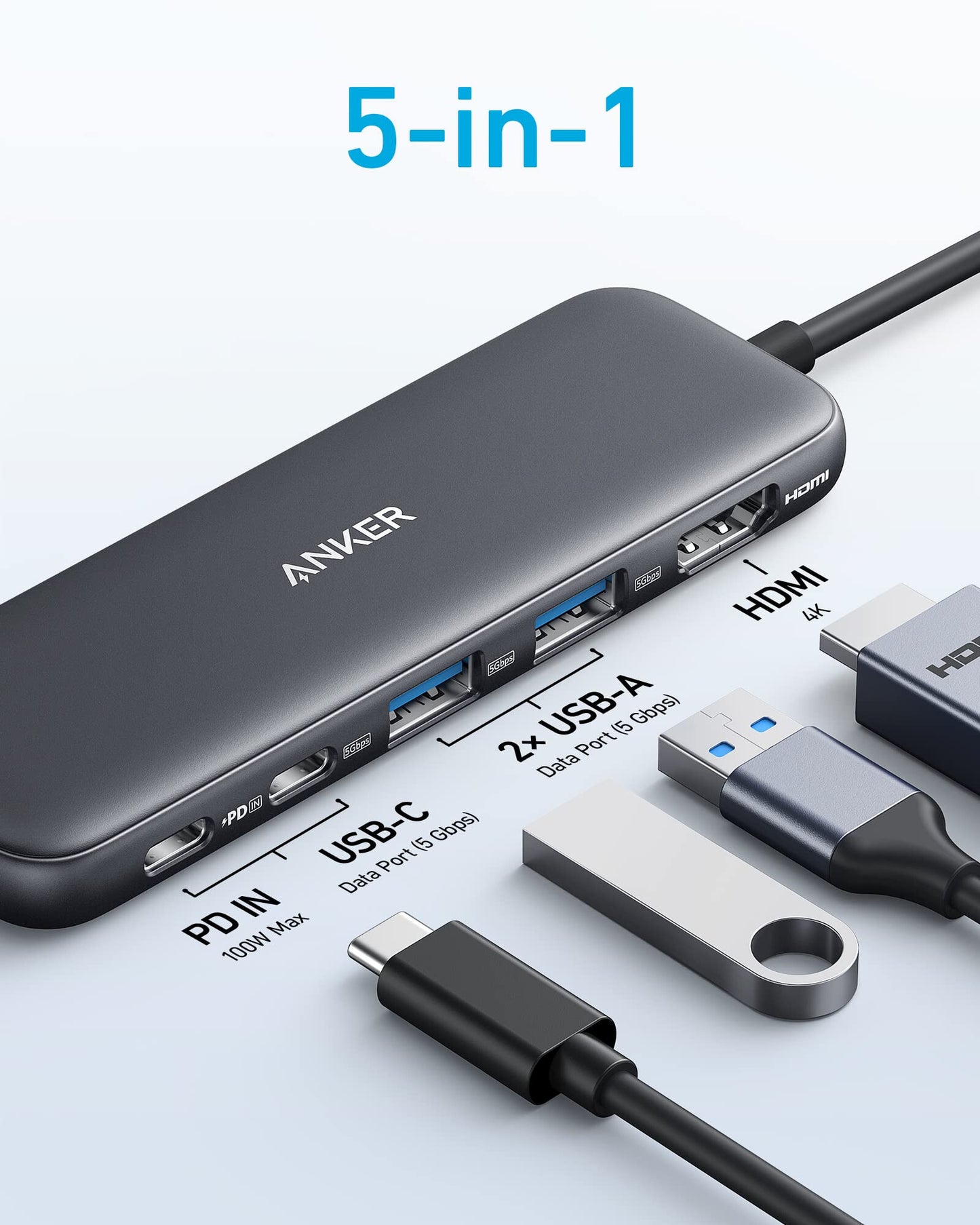 Anker 332 Wired USB 3.2 Gen 1 (3.1 Gen 1) Type-C Black