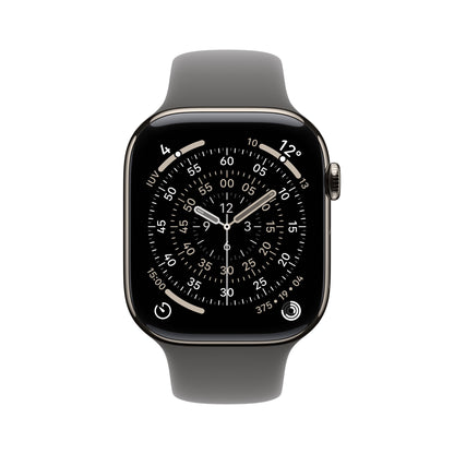 Apple Watch Series 11 GPS + Cellular 46mm Natural Titanium Case with Stone Grey Sport Band - S/M