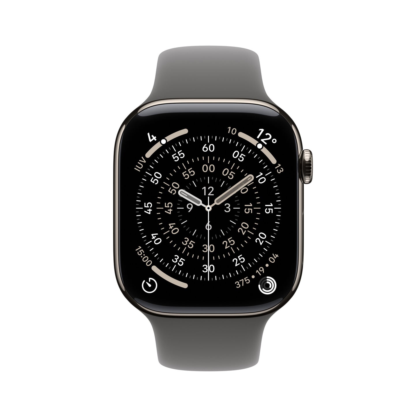 Apple Watch Series 11 GPS + Cellular 42mm Natural Titanium Case with Stone Grey Sport Band - S/M