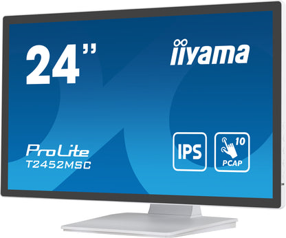 iiyama ProLite T2452MSC-W1 computer monitor 60.5 cm (23.8") 1920 x 1080 pixels Full HD LCD Touchscreen Multi-user White