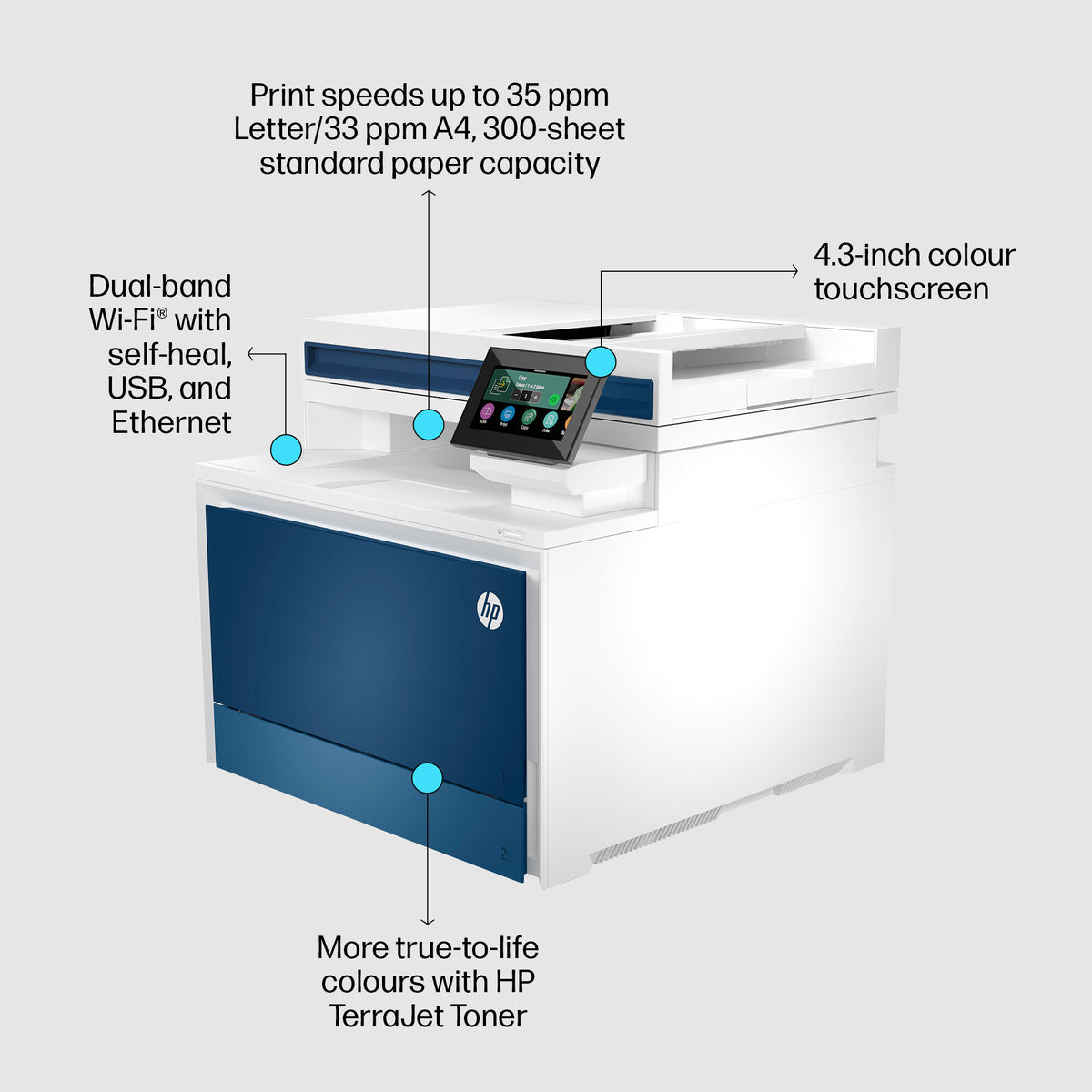 HP Color LaserJet Pro LaserJet Pro 4302dw Wireless Multifunction Color Printer, Copier, Scanner; Duplex