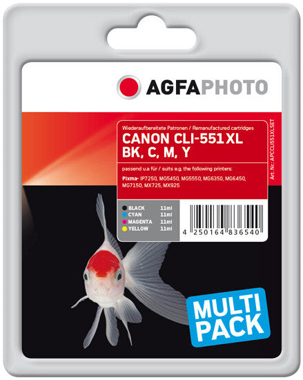 AgfaPhoto APCCLI551XLSET ink cartridge 4 pc(s) Black, Cyan, Magenta, Yellow