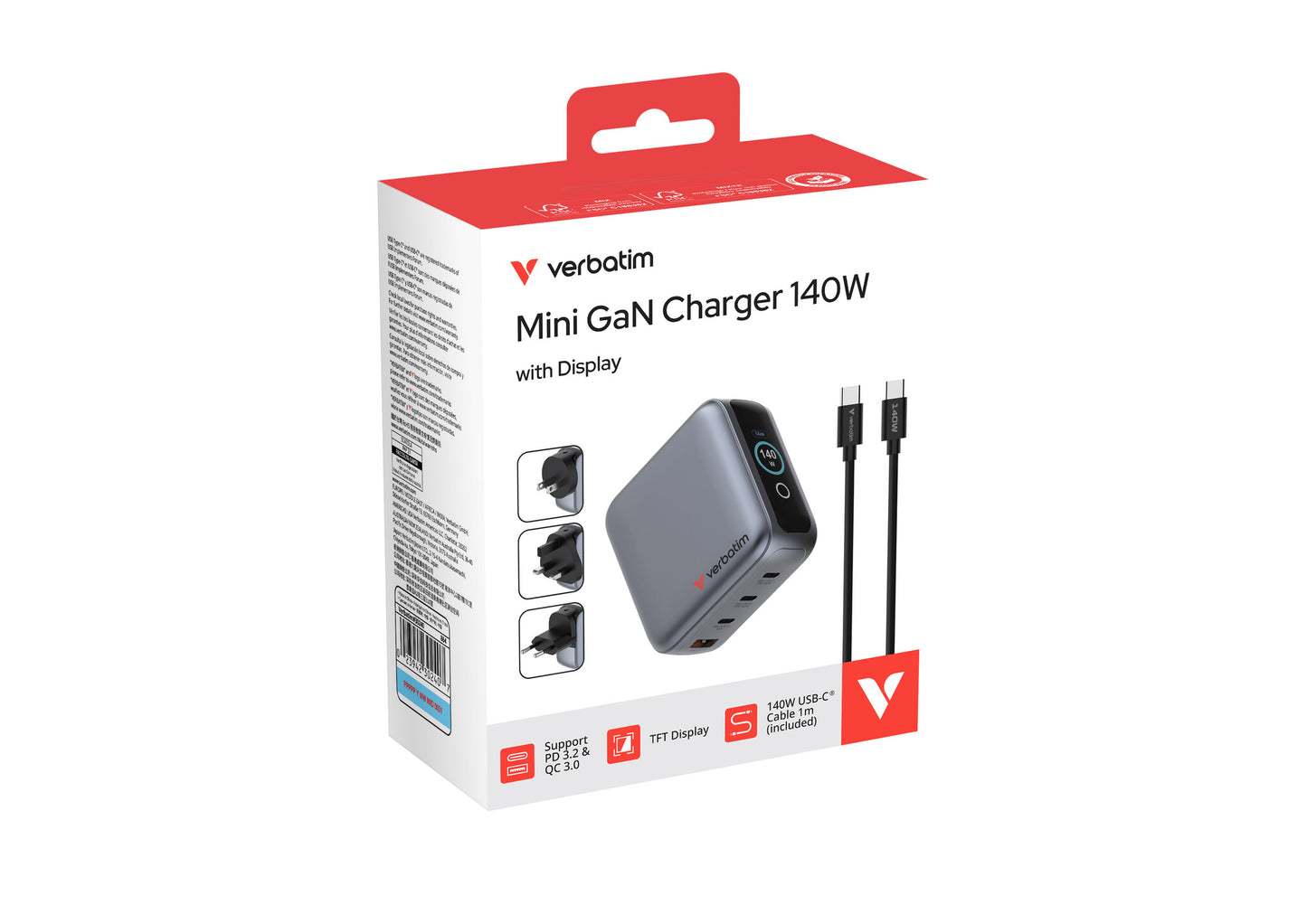 Verbatim Mini GaN Charger 140W with Display