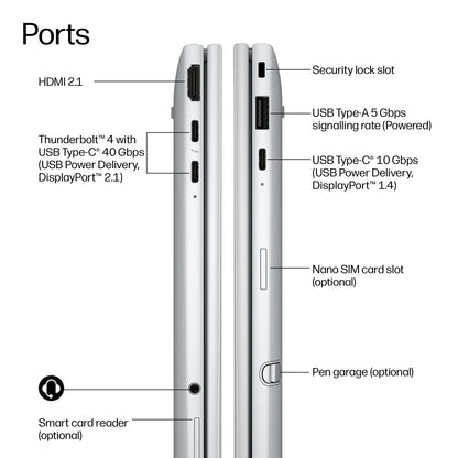 HP EliteBook 8 Flip G2i 13 inch Notebook Next Gen AI PC Copilot+ PC Intel Core Ultra 7 Laptop 33.8 cm (13.3") Touchscreen WUXGA 16 GB LPDDR5x-SDRAM 512 GB SSD Wi-Fi 7 (802.11be) Windows 11 Pro Silver