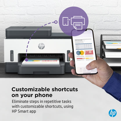 HP Smart Tank 7308 Wireless All-in-One Color Printer, Up to 2 Years of ink included; Two-sided printing; Copier, Scanner